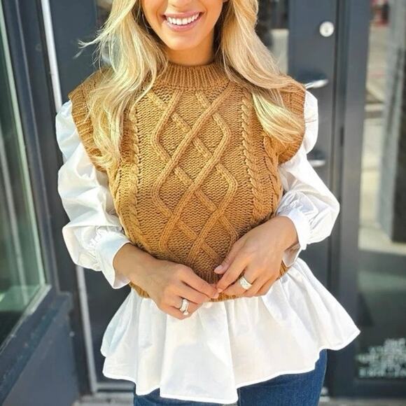 Pants Store Sweaters - Pants Store Layered Cavle Knot Sweater - M